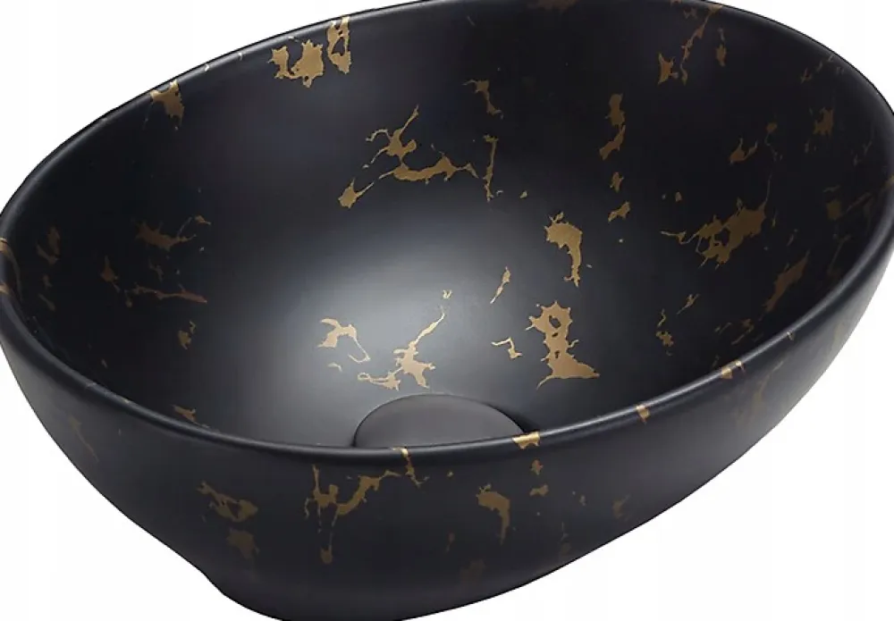 Lavabo|Silla Global Vasque à poser ovale, céramique 40,5x33x14 cm Marbre noir
