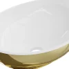 Lavabo|Silla Global Vasque à poser ovale, céramique 40,5x33x14 cm Blanc/or
