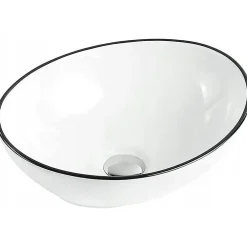 Lavabo|Silla Global Vasque à poser ovale, céramique 40,5x33x14 cm Blanc/noir