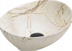 Silla Global Vasque à poser ovale, céramique 40,5x33x14 cm Marbre beige