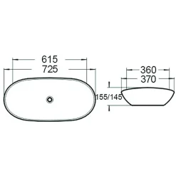 Lavabo|Silla Global Vasque à poser ovale, céramique 61,5x36x14,5 cm Blanc