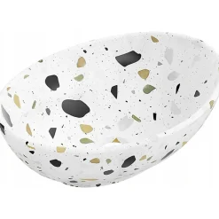 Silla Global Vasque à poser ovale, céramique 40,5x33x14 cm Blanc/Terazzo