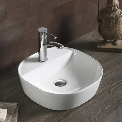 Silla Global Vasque à poser ovale, céramique, 40x40x12 cm, blanc