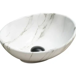 Silla Global Vasque à poser ovale, céramique 40,5x33x14 cm Blanc/gris