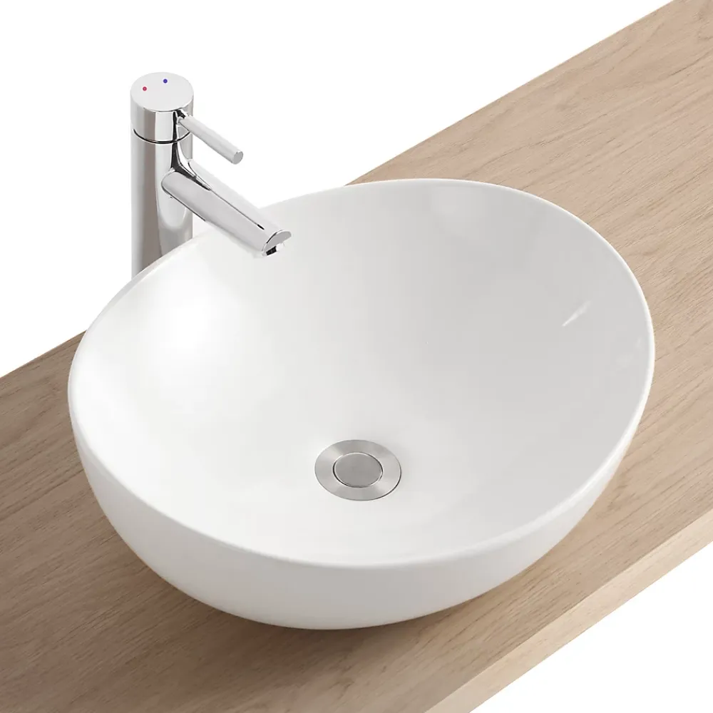 Homesight Vasque à poser ovale céramique blanc l.42 x H.14 cm Bloom
