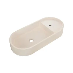 Homesight Vasque à poser ovale en béton beige effet moucheté l.80 x H.12 x P.36,5 cm, Pao