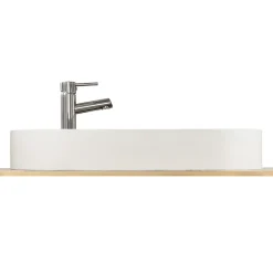 Homesight Vasque à poser ovale en béton beige effet moucheté l.80 x H.12 x P.36,5 cm, Pao