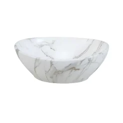 Kerra Vasque à poser ovale en ceramique PAT finition marbre blanc 41 x 33 cm