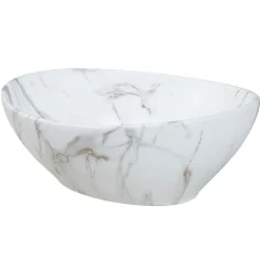 Kerra Vasque à poser ovale en ceramique PAT finition marbre blanc 41 x 33 cm