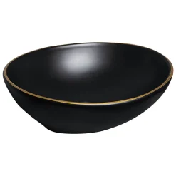 Vasque À Poser|Kerra Vasque à poser ovale en ceramique FORMOZA noir lisere dore 41.5 x 33.5 cm
