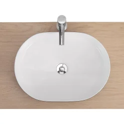 Homesight Vasque à poser ovale en céramique l.50 x H.13,5 x P.37 cm, noir et blanc, Albi