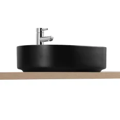 Homesight Vasque à poser ovale en céramique l.50 x H.13,5 x P.37 cm, noir et blanc, Albi