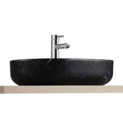 Homesight Vasque à poser ovale gamme Lou en céramique imitation marbre noir l.48 x P.37 x H.12 cm