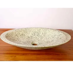 Vasque À Poser|Autres Vasque à poser ovale grise en Terrazzo pour salle de bain élégante