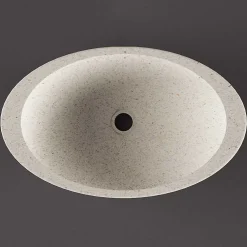 Vasque À Poser|Autres Vasque à poser ovale grise en Terrazzo pour salle de bain élégante