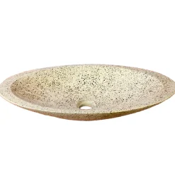 Vasque À Poser|Autres Vasque à poser ovale grise en Terrazzo pour salle de bain élégante