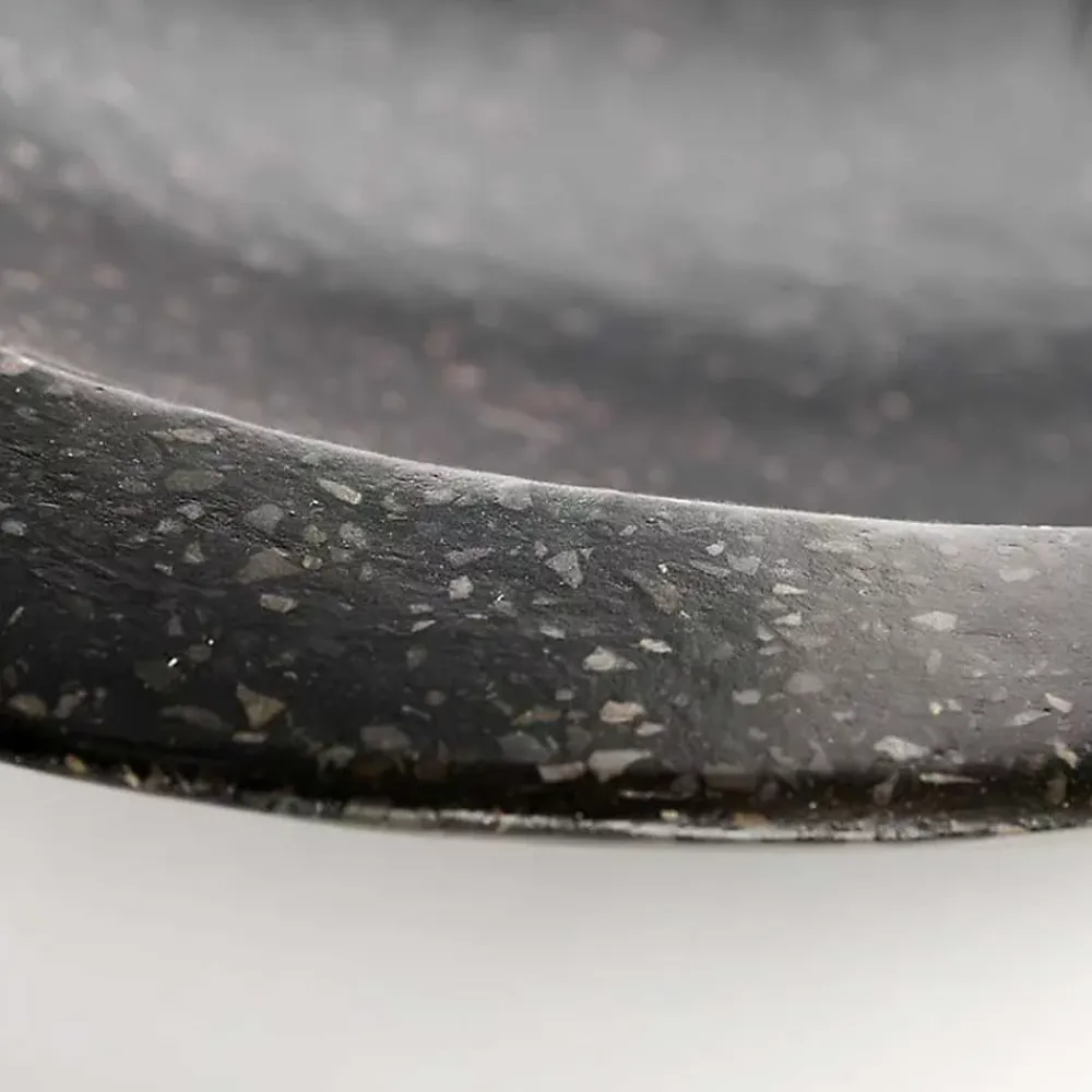 Vasque À Poser|Autres Vasque à poser ovale noire en Terrazzo pour salle de bain moderne