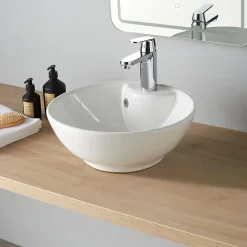 Vasque À Poser|Planète Bain Vasque à poser porcelaine blanche 41cm- Rebords fins