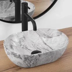 Vasque À Poser|Rea Vasque À Poser Amelia Mini Stone Matt Light Grey Oval