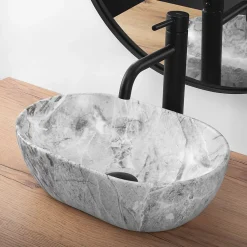 Vasque À Poser|Rea Vasque À Poser Amelia Mini Stone Matt Light Grey Oval