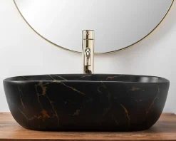 Rea Vasque À Poser Belinda Marble Matt Black Rectangle