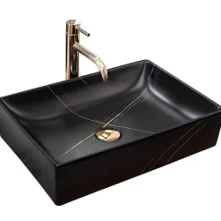 Vasque À Poser|Rea Vasque À Poser Inga Marble- Nablatowa Black Rectangle