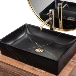 Vasque À Poser|Rea Vasque À Poser Inga Marble- Nablatowa Black Rectangle