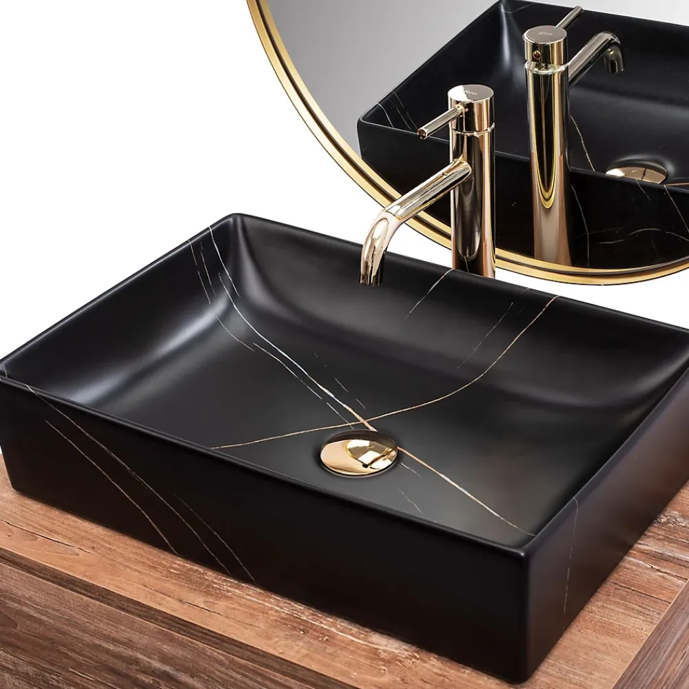 Vasque À Poser|Rea Vasque À Poser Inga Marble- Nablatowa Black Rectangle