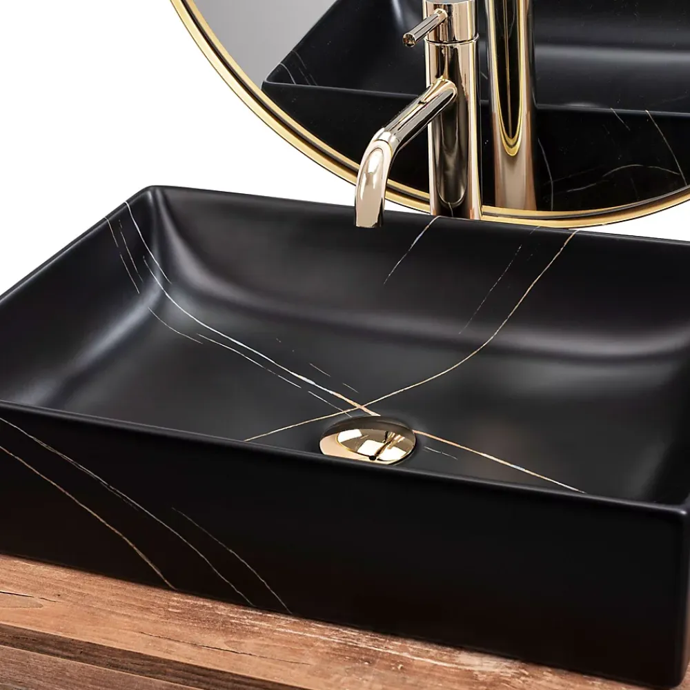 Vasque À Poser|Rea Vasque À Poser Inga Marble- Nablatowa Black Rectangle