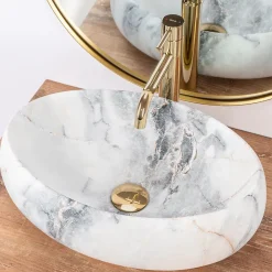 Vasque À Poser|Rea Vasque À Poser Linda Granit White Oval
