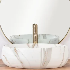 Vasque À Poser|Rea Vasque À Poser Linda Lava White Oval