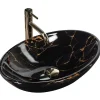 Vasque À Poser|Rea Vasque À Poser Pamela Marble Shiny Black Oval