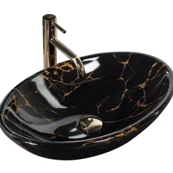 Vasque À Poser|Rea Vasque À Poser Pamela Marble Shiny Black Oval