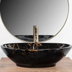 Vasque À Poser|Rea Vasque À Poser Pamela Marble Shiny Black Oval