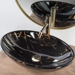 Vasque À Poser|Rea Vasque À Poser Pamela Marble Shiny Black Oval