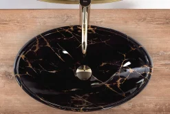 Vasque À Poser|Rea Vasque À Poser Pamela Marble Shiny Black Oval