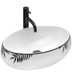 Vasque À Poser|Rea Vasque À Poser Shila White Black Oval
