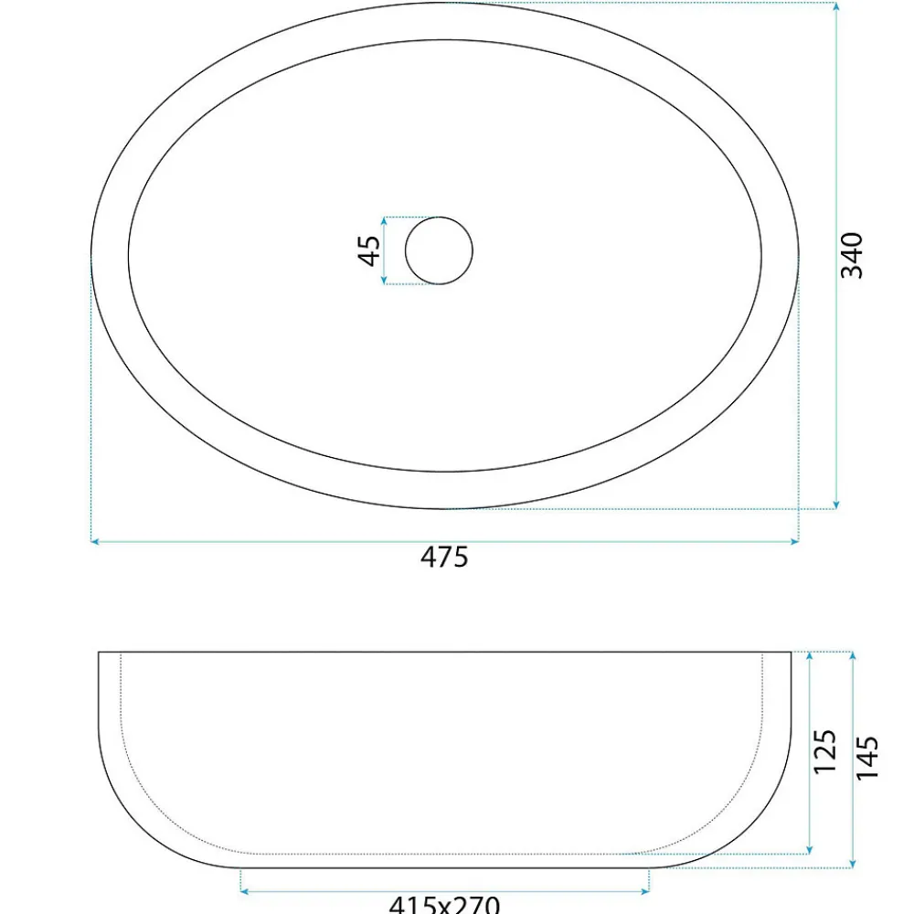 Vasque À Poser|Rea Vasque À Poser Shila White Black Oval