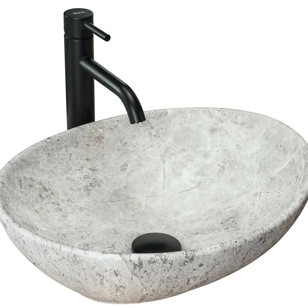 Vasque À Poser|Rea Vasque À Poser Sofia Light Stone Grey Oval