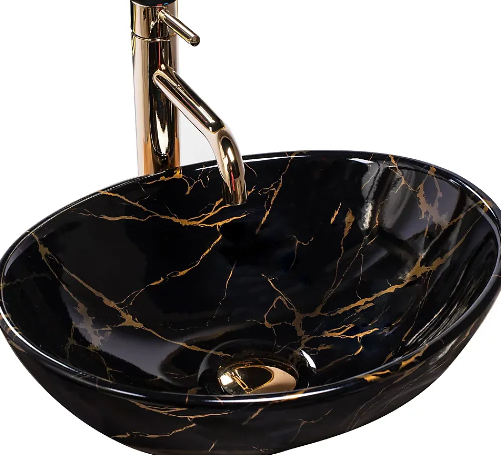 Vasque À Poser|Rea Vasque À Poser Sofia Marble Shiny Black Oval