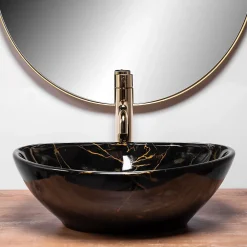 Vasque À Poser|Rea Vasque À Poser Sofia Marble Shiny Black Oval