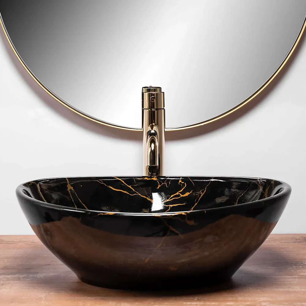 Vasque À Poser|Rea Vasque À Poser Sofia Marble Shiny Black Oval