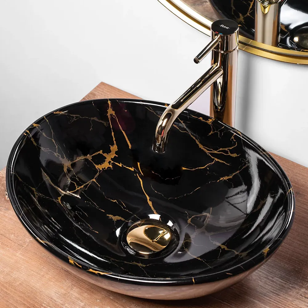 Vasque À Poser|Rea Vasque À Poser Sofia Marble Shiny Black Oval
