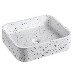 Mob-In Vasque à poser rectangle en terrazzo blanc 45x38cm