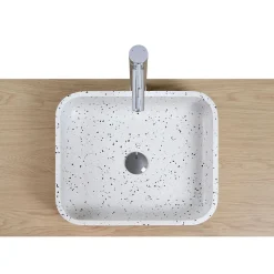 Mob-In Vasque à poser rectangle en terrazzo blanc 45x38cm