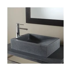 Vasque À Poser|Planète Bain Vasque à poser rectangle en pierre naturelle