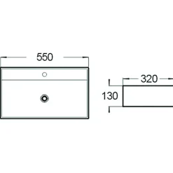 Silla Global Vasque à poser rectangulaire, céramique 55x32x13 cm Blanc