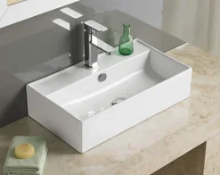 Silla Global Vasque à poser rectangulaire, céramique 55x32x13 cm Blanc