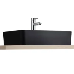 Homesight Vasque à poser rectangulaire céramique noir et blanc Albi