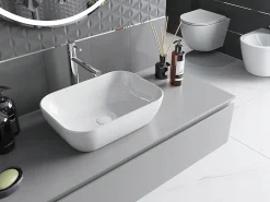 Silla Global Vasque à poser rectangulaire, céramique 45,5x32,5x13,5 cm, blanc